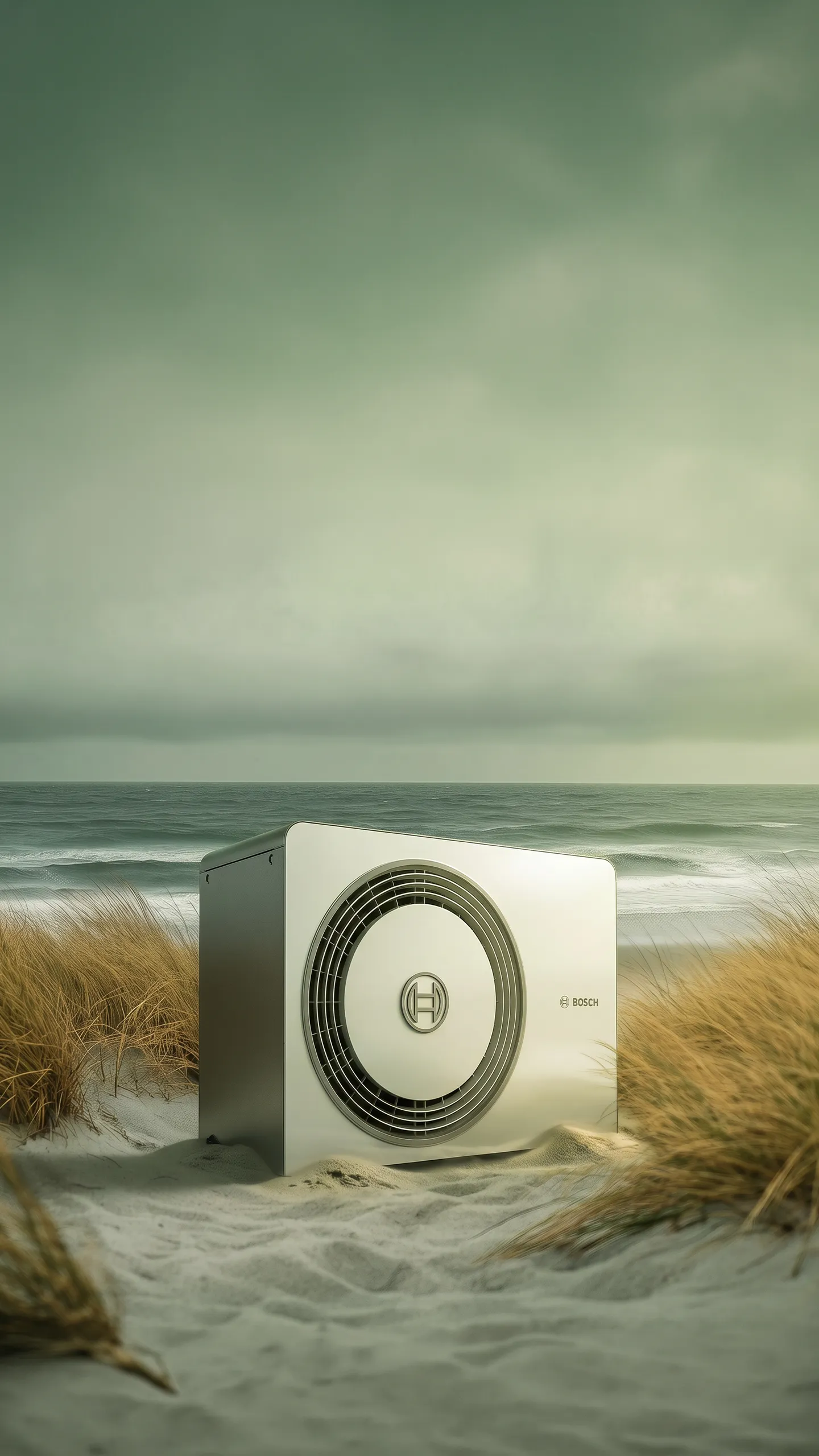 Bosch varmepumpe installeret i sandklitter ved Vesterhavet